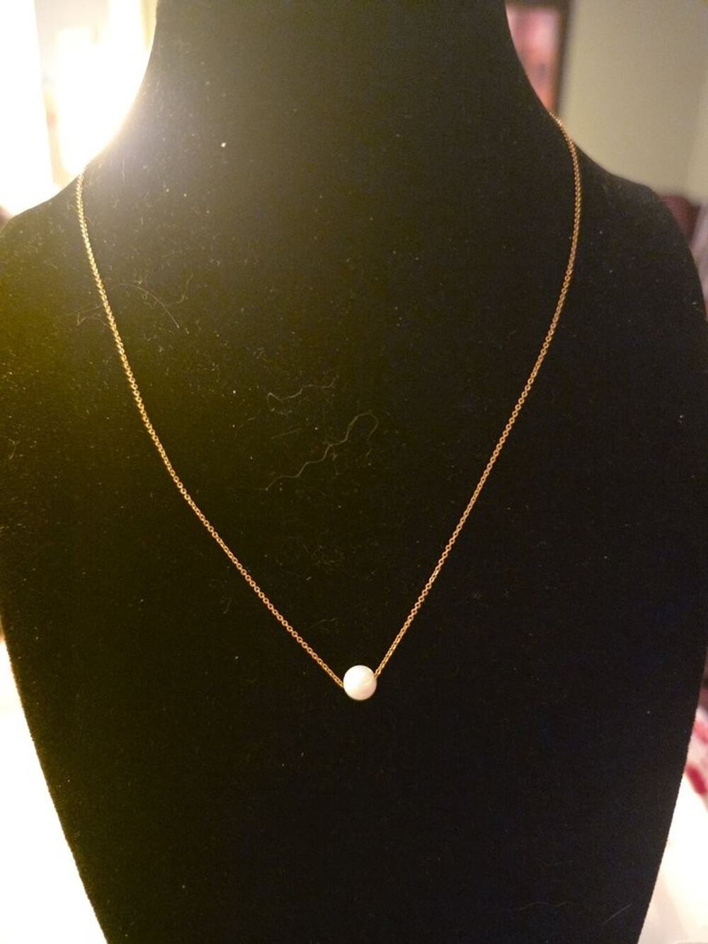 Melania Clare 14 Inch Gold Chain Necklace with Pearl Pendant